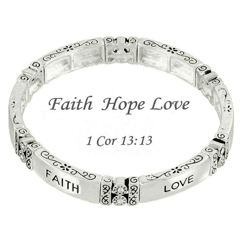 Faith Hope Love Bracelet Prayer Psalm Corinthians Religious Church Jewelry SLVR - PalmTreeSky