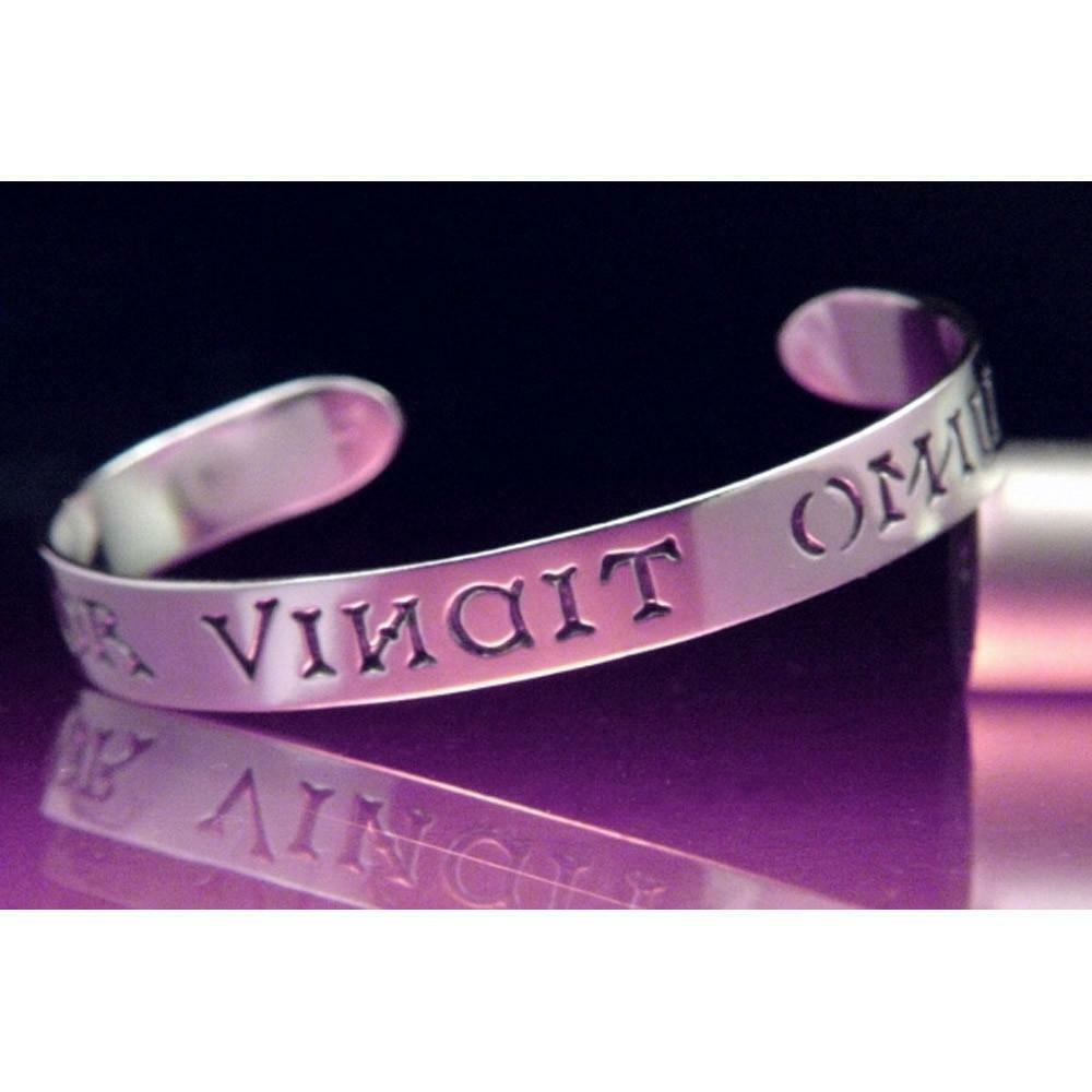 Love Conquers All Bracelet Latin Inscription Virgil Amor vincit omnia STERLING - PalmTreeSky