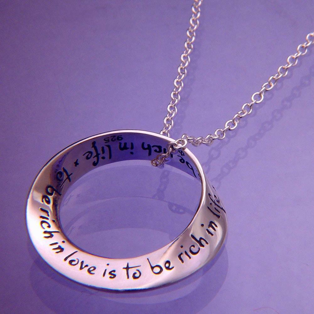 To Be Rich In Love Necklace Engraved Message Quote STERLING SILVER Rich In Life - PalmTreeSky