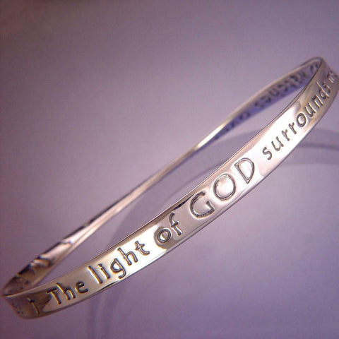 The Light of God Surrounds Me Bracelet Bangle Freeman Religious STERLING SILVER - PalmTreeSky