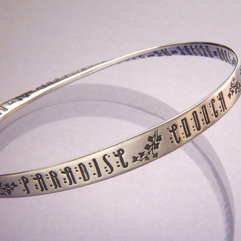 Paradise Enough Bracelet Bangle Inspirational Message Khyyam STERLING SILVER - PalmTreeSky