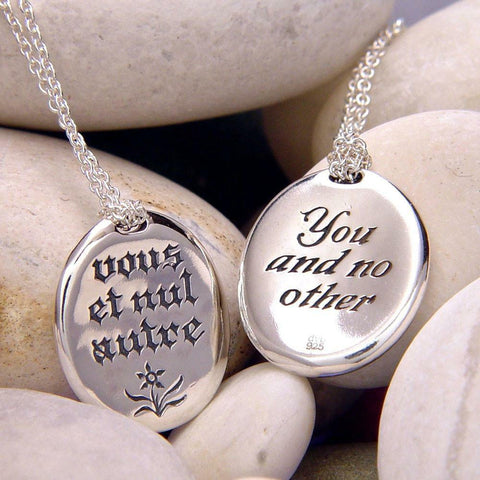 You and No Other Necklace Engraved Message Quote STERLING SILVER French English - PalmTreeSky