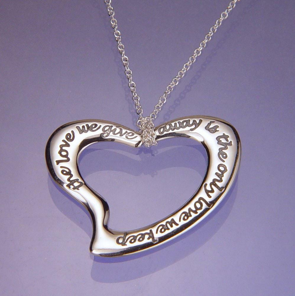 The Only Love We Keep Necklace Engraved Message Quote STERLING SILVER Give Away - PalmTreeSky