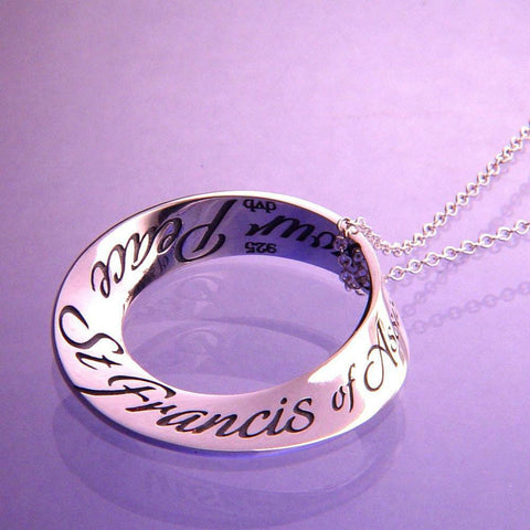 St. Francis Prayer Necklace Engraved Religious Quote STERLING SILVER Lord Peace - PalmTreeSky