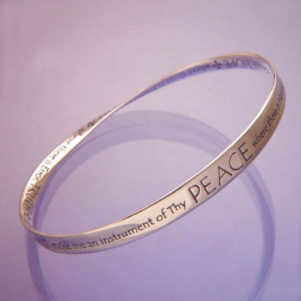 St. Francis Bracelet Bangle Inspiration Religious STERLING SILVER Lord Peace - PalmTreeSky