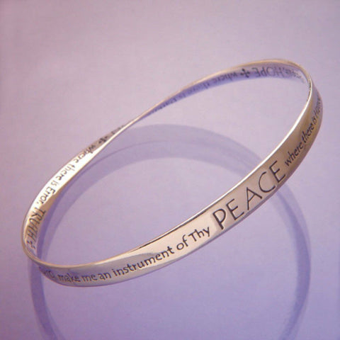 St. Francis Bracelet Bangle Inspiration Religious STERLING SILVER Lord Peace - PalmTreeSky