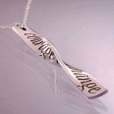 Serenity Prayer Necklace Engraved Inspiration STERLING SILVER Courage to Change - PalmTreeSky