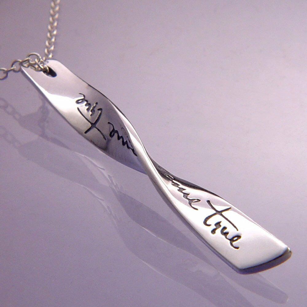 Wishes Do Come True Necklace Engraved Stamped Inscription STERLING SILVER 0.925 - PalmTreeSky