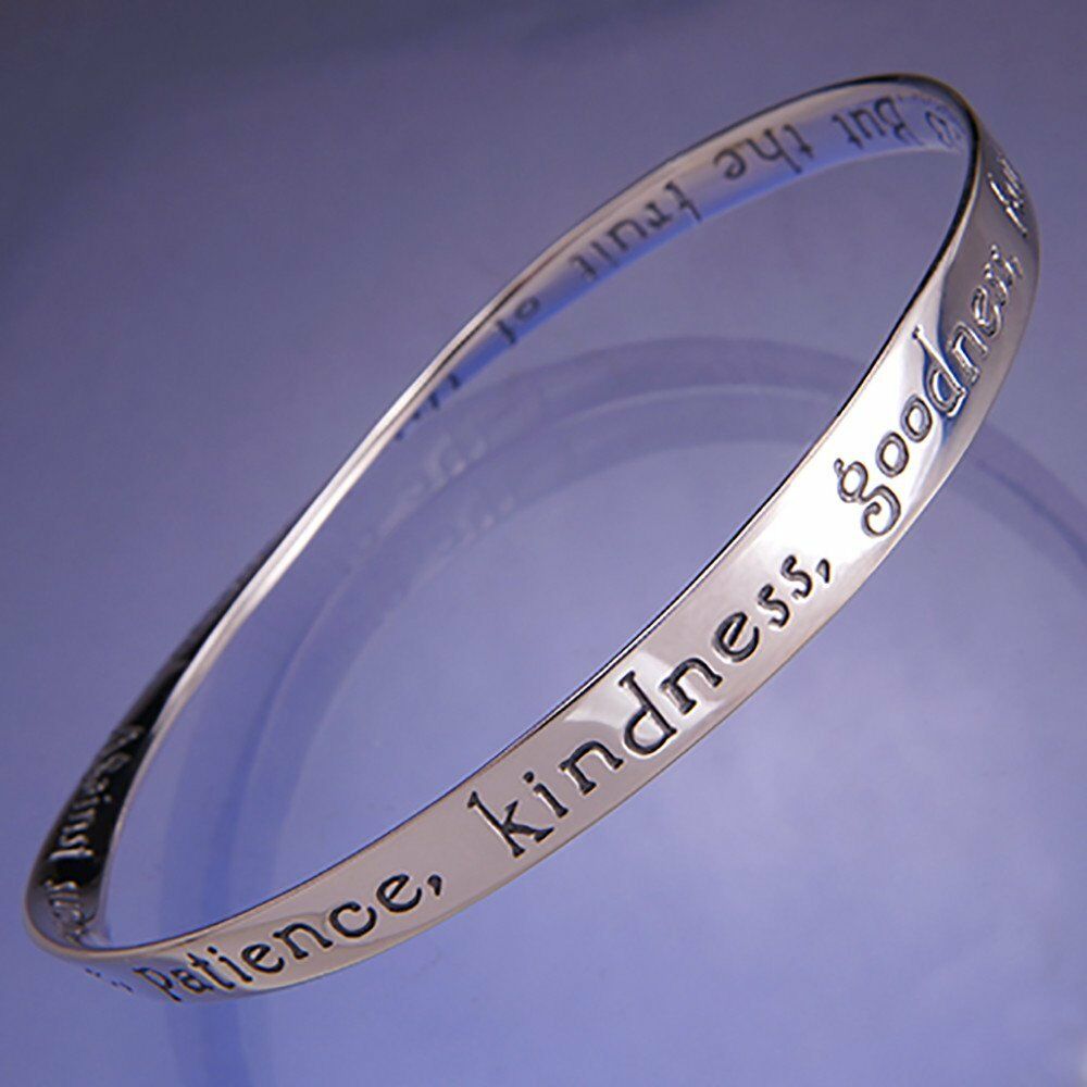 Fruit of the Spirit Bracelet Bangle Inspirational Message STERLING SILVER Quote - PalmTreeSky