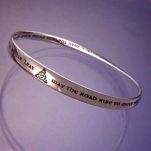 Irish Blessing Bracelet Bangle May the Road Rise to STERLING SILVER Irish Love - PalmTreeSky