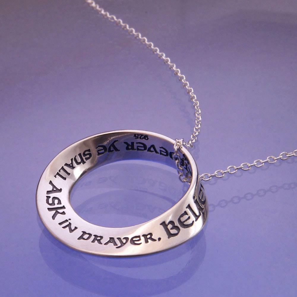 Believeing Ye Shall Receive Necklace Matthew 21:22 Pray STERLING SILVER 0.925 - PalmTreeSky