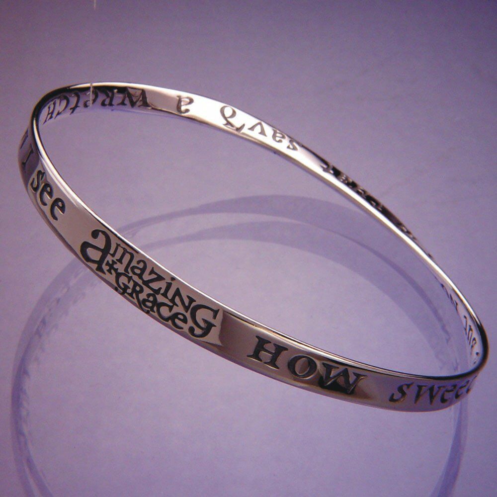 Amazing Grace Bracelet Bangle Inspiration Religious STERLING SILVER Sweet Sound - PalmTreeSky