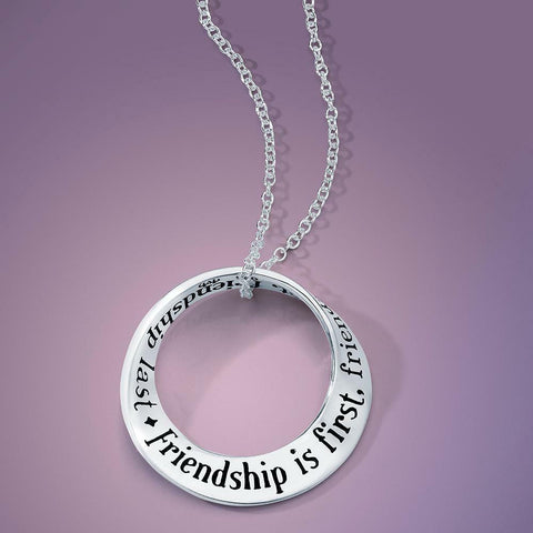 Friendship is First Necklace Last Family Engraved Love Gift STERLING SILVER .925 - PalmTreeSky