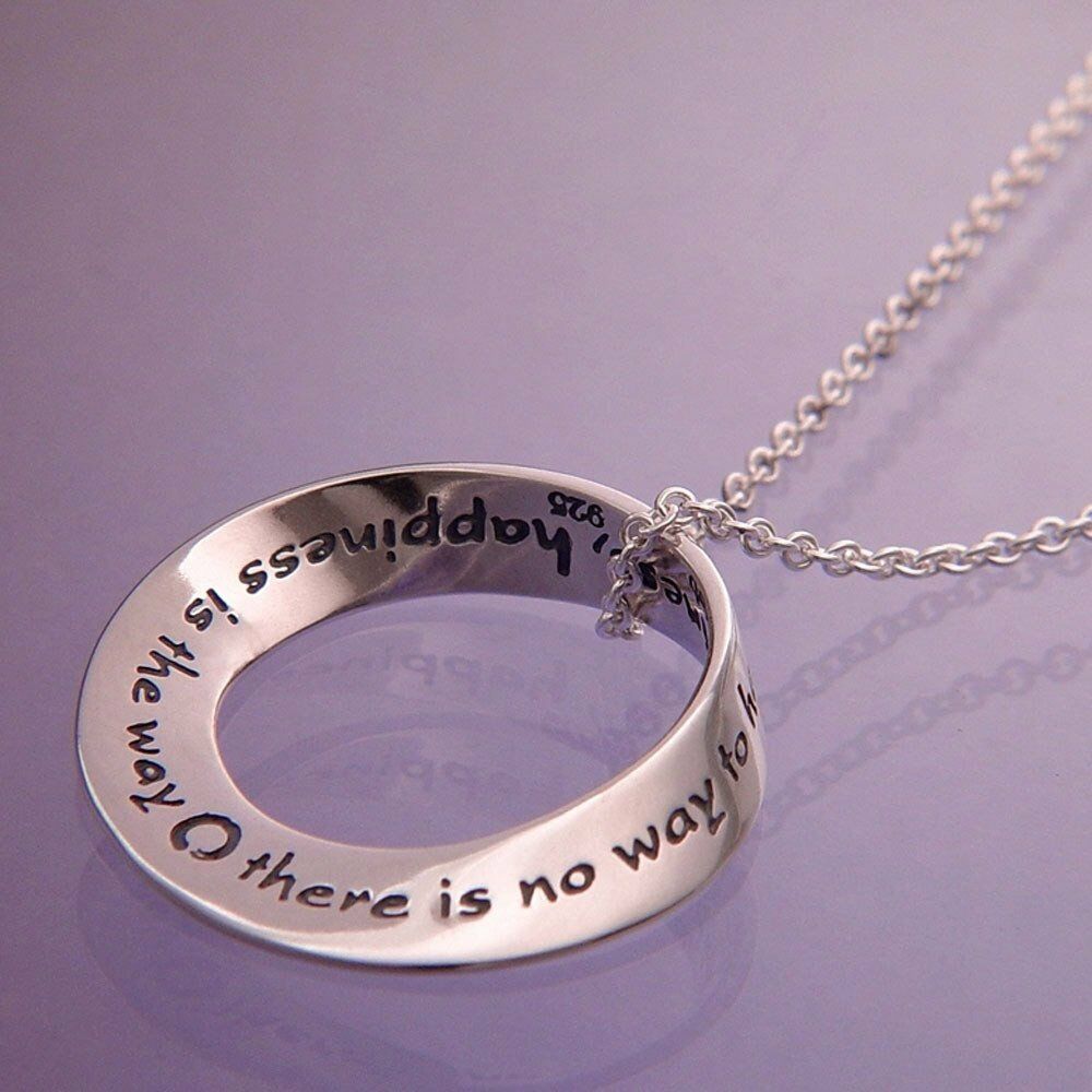 Happiness Is the Way Necklace Inspirational Message Zen Proverb STERLING SILVER - PalmTreeSky