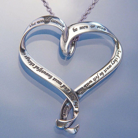 Heart Necklace Engrave Inspirational Best Most Beautiful Quote STERLING SILVER - PalmTreeSky