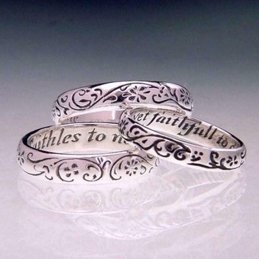 English Faithful to One Ring Religious Anniversary Wedding Love Sterling Silver - PalmTreeSky