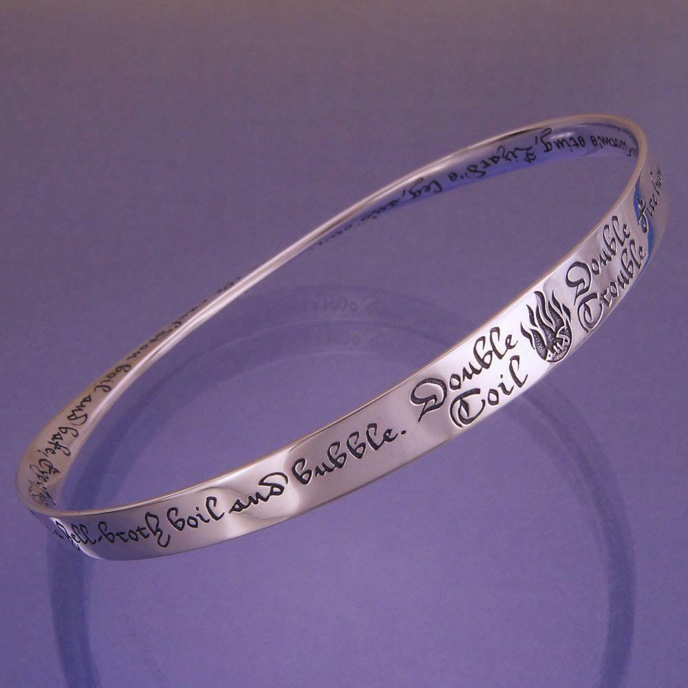 Double Double Toil And Trouble Bracelet Macbeth Bangle Message STERLING SILVER - PalmTreeSky