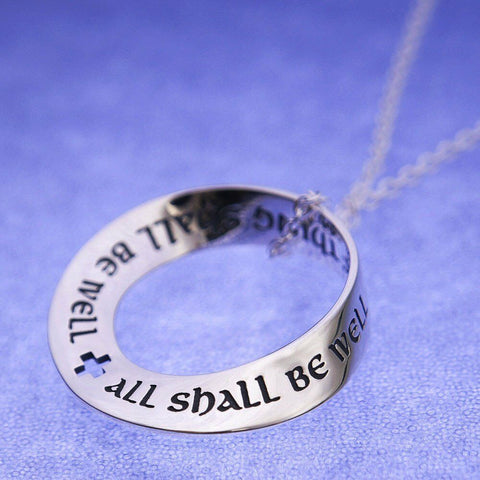 All Shall Be Well Necklace Engraved Stamped Inspirational STERLING SILVER .925 - PalmTreeSky