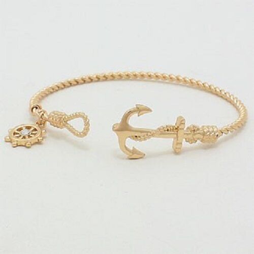 Anchor Bracelet GOLD Twisted Metal Nautical Beach Bangle Inspirational Jewelry - PalmTreeSky