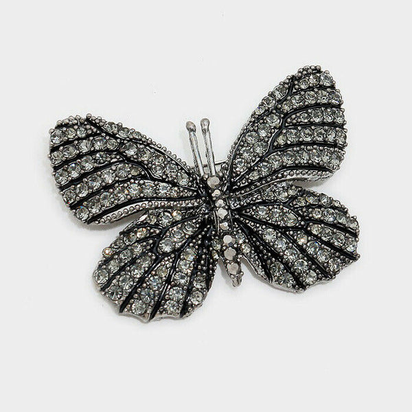 Butterfly Pin Brooch Pave Rhinestone Crystals Flower Floral Jewelry BD - PalmTreeSky