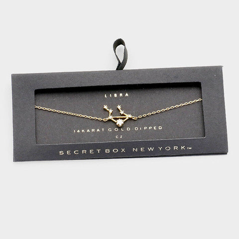 Secret Box Zodiac Bracelet LIBRA Sign Month Birth Celestial 14K GOLD DIPPED - PalmTreeSky