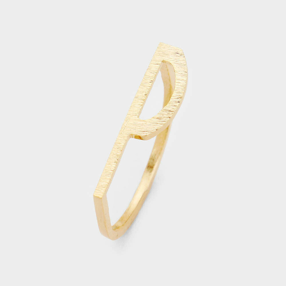 Monogram Initial Ring Block Letter P Metal SIZE 7 Thin Font .02"H GOLD Jewelry - PalmTreeSky