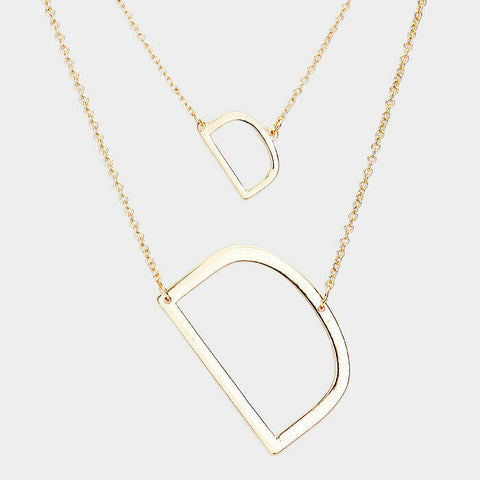 Initial Necklace Small Large Side Letter D Layered Monogram 2 Necklaces GOLD - PalmTreeSky