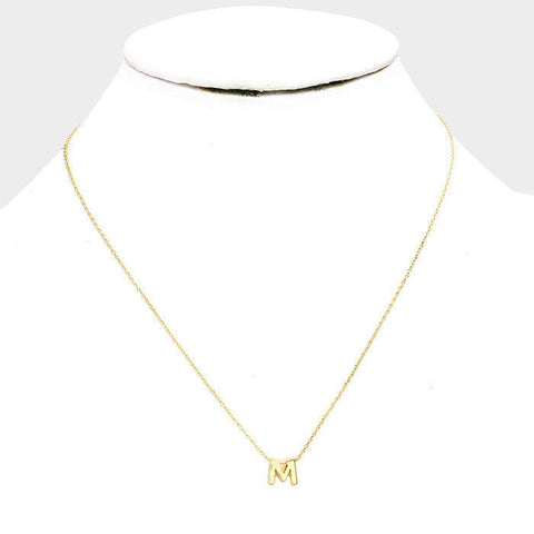 Initial Necklace Tiny .3" Monogram Letter M Plain Simple Small Charm GOLD DIPPED - PalmTreeSky