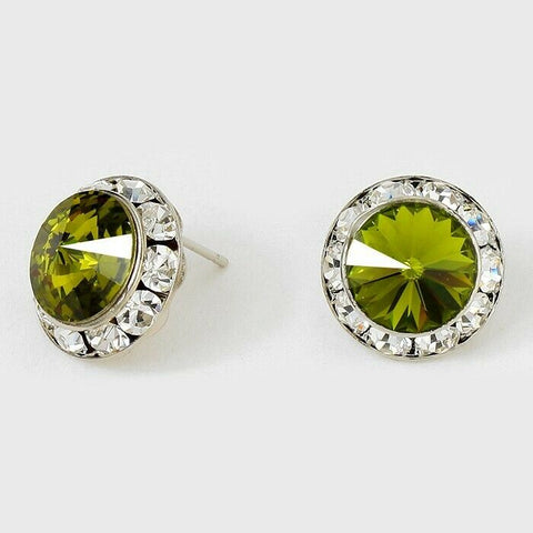 Crystal Stud Earrings Rivoli Austrian 5/8" Round Stud Post SILVER 22SVOV Jewelry - PalmTreeSky