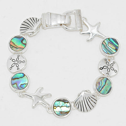 Starfish Bracelet Chain Link Magnetic Closure Clasp Shell Sand Dollar ABALONE - PalmTreeSky