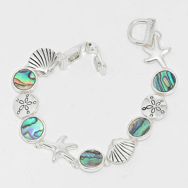 Starfish Bracelet Chain Link Magnetic Closure Clasp Shell Sand Dollar ABALONE - PalmTreeSky