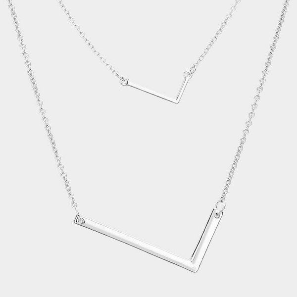 Initial Necklace Small Large Side Letter L Layered Monogram 2 Necklaces SILVER - PalmTreeSky