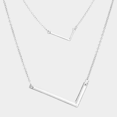 Initial Necklace Small Large Side Letter L Layered Monogram 2 Necklaces SILVER - PalmTreeSky