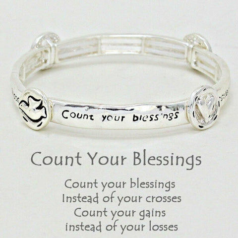 Count your Blessings Bracelet Stretch Our Father Crosses Courage Heart Jewelry - PalmTreeSky