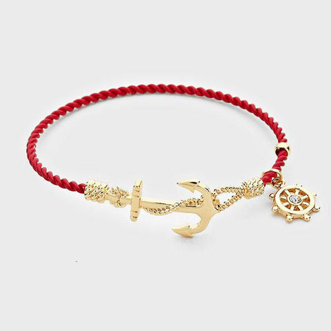 Bracelet RED Twisted Metal Nautical Beach Bangle Jewelry - PalmTreeSky