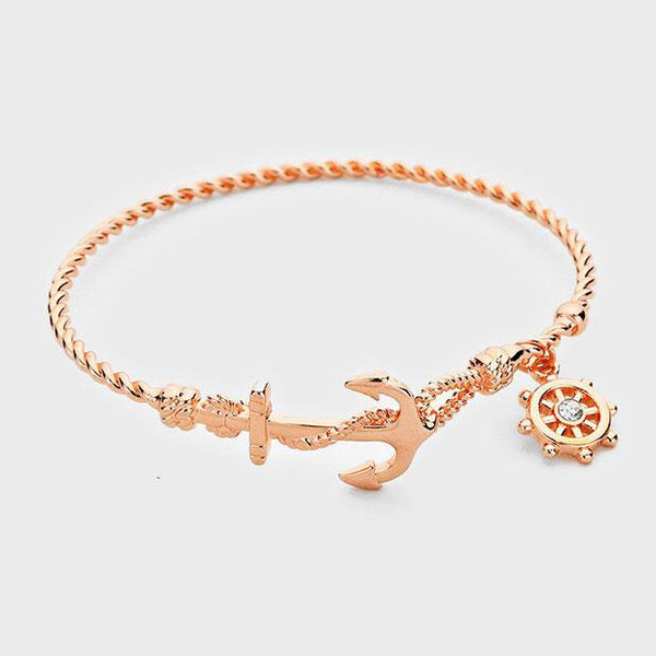 Bracelet ROSE GOLD Twisted Metal Nautical Beach Bangle Jewelry - PalmTreeSky