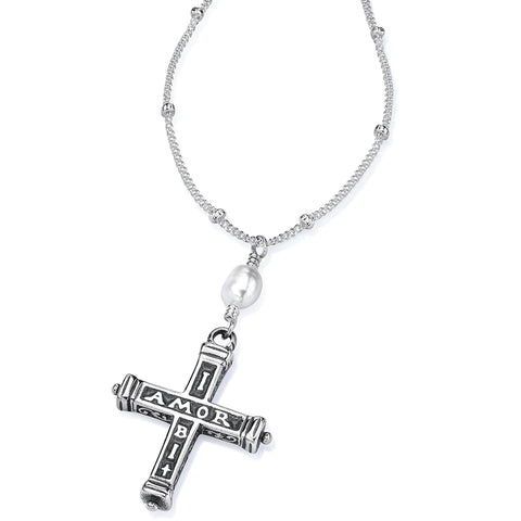 Ibi Amor Ubi Fides Necklace Where there is love there is faith STERLING Cross